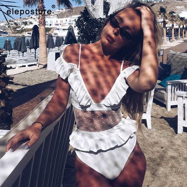 2019 new v-neck one piece swimsuit women ruffle swimwear mesh bodysuit monokini solid bathing suit beachwear swimming suit, White;black
2019 new v-neck one piece swimsuit women ruffle swimwear mesh bodysuit monokini solid bathing suit beachwear swimming suit, White;black