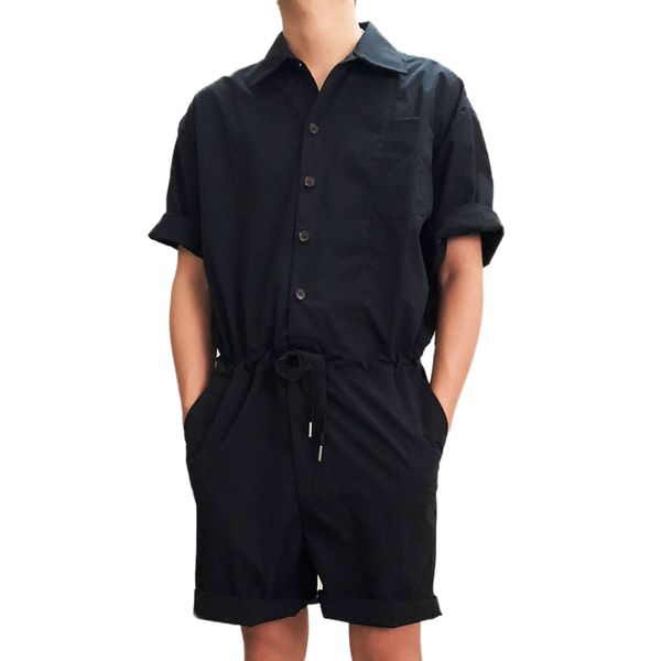fashion mens rompers short sleeve male drawstring waist jumpsuit cargo short single breasted trousers one-piece overalls, Gray
fashion mens rompers short sleeve male drawstring waist jumpsuit cargo short single breasted trousers one-piece overalls, Gray
