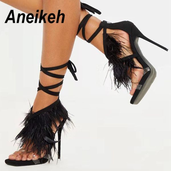 aneikeh pvc feather t-straps heels women shoes peep toe high heels sandals summer party shoes cross strap lace-up sandals pumps, Black
aneikeh pvc feather t-straps heels women shoes peep toe high heels sandals summer party shoes cross strap lace-up sandals pumps, Black