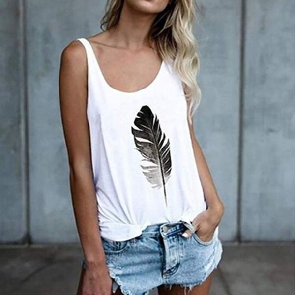 женщины сыпучие верхней части бака летняя мода перо printed camis топы дамы повседневный рукавов жилет, White
женщины сыпучие верхней части бака летняя мода перо printed camis топы дамы повседневный рукавов жилет, White