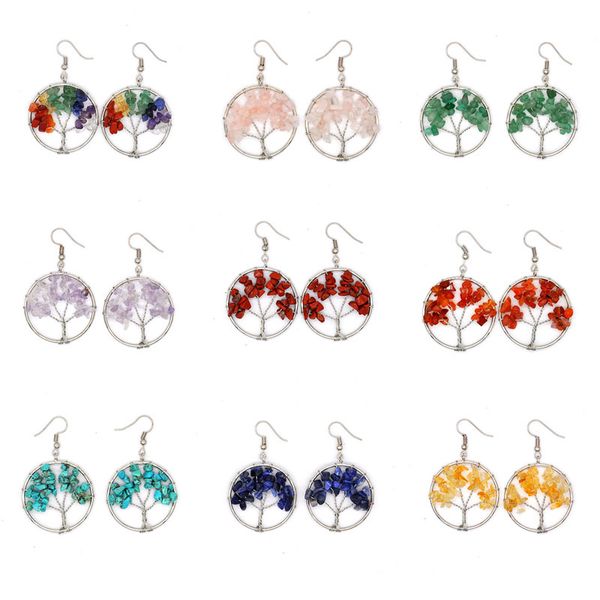 7 chakra quartz natural stone tree of life pendant earrings for women healing crystal dangle reiki jewelry, Silver
7 chakra quartz natural stone tree of life pendant earrings for women healing crystal dangle reiki jewelry, Silver