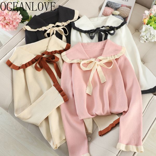 oceanlove sweet bow kawaii women sweaters women peter pan collar fashion pullovers 2020 spring autumn ins new 13903, White;black
oceanlove sweet bow kawaii women sweaters women peter pan collar fashion pullovers 2020 spring autumn ins new 13903, White;black
