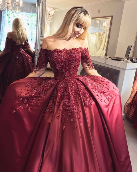 2019burgundy satin off shoulder ball gown princess muslim long sleeve gothic plus size wedding dresses bridal gowns vestidos de novia beaded, White
2019burgundy satin off shoulder ball gown princess muslim long sleeve gothic plus size wedding dresses bridal gowns vestidos de novia beaded, White