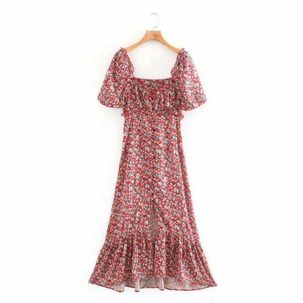 casual dresses women vintage square collar printing hem ruffles midi dress female puff sleeve breasted vestidos chic ds3885, Black;gray
casual dresses women vintage square collar printing hem ruffles midi dress female puff sleeve breasted vestidos chic ds3885, Black;gray