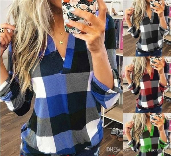 korean woman plaid t-shirt shirts v neck long sleeves lattice t shirts blouse for ladies maternity clothes tees plus size, White
korean woman plaid t-shirt shirts v neck long sleeves lattice t shirts blouse for ladies maternity clothes tees plus size, White