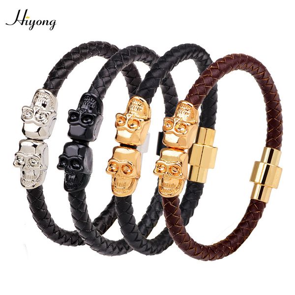 hiyong genuine leather bracelet skull magnetic buckle bracelets braided leather rope bracelet punk jewelry gift for men women, Black
hiyong genuine leather bracelet skull magnetic buckle bracelets braided leather rope bracelet punk jewelry gift for men women, Black
