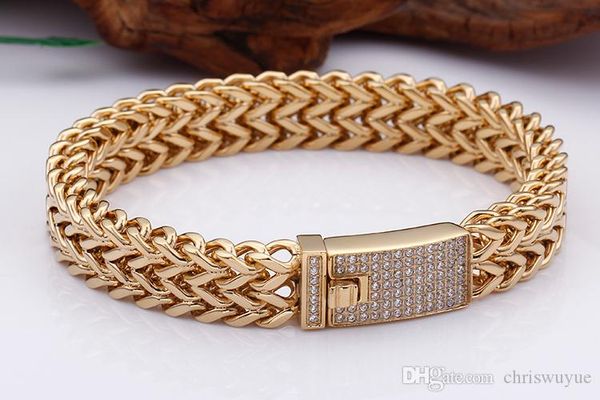 new arrival luxury never fade punk rock stainless steel friend men bracelet gold/silver color men jewelry with shiny cz, Black
new arrival luxury never fade punk rock stainless steel friend men bracelet gold/silver color men jewelry with shiny cz, Black