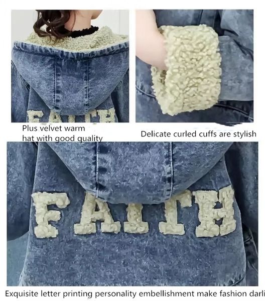 autumn and winter girls quilted plus velvet thick denim cotton coat, Blue;gray
autumn and winter girls quilted plus velvet thick denim cotton coat, Blue;gray