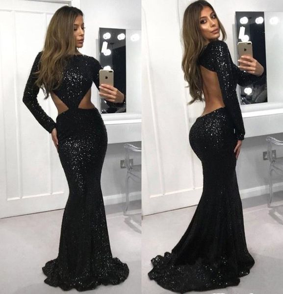 black long sleeves sequins mermaid long prom dresses cutaway backless sweep train formal party evening dresses, Black;red
black long sleeves sequins mermaid long prom dresses cutaway backless sweep train formal party evening dresses, Black;red