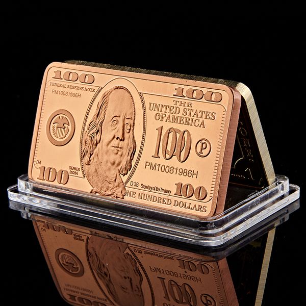 1oz copper plated commemorative usd 100 dollar metal coin copper bars bullion collection with gift box
1oz copper plated commemorative usd 100 dollar metal coin copper bars bullion collection with gift box