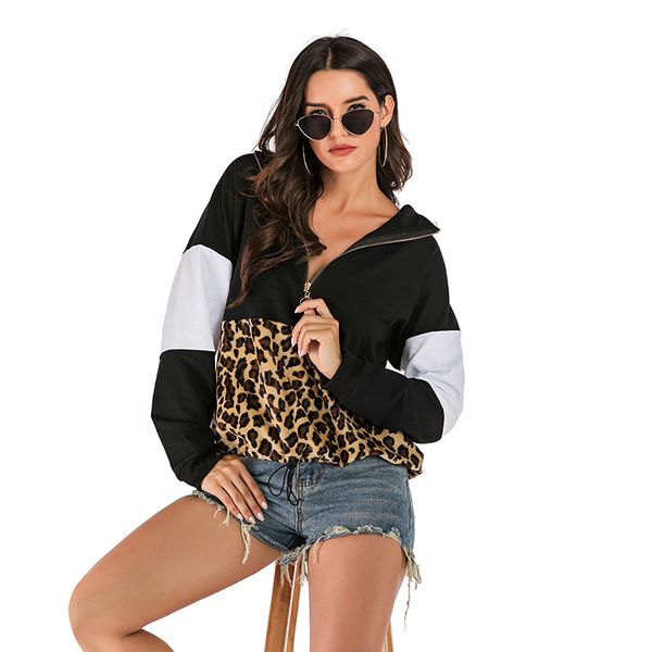 o-ring zip front cut and sew sweatshirt athleisure stand collar raglan sleeve sweatshirt women autumn pullovers yy6172, Black