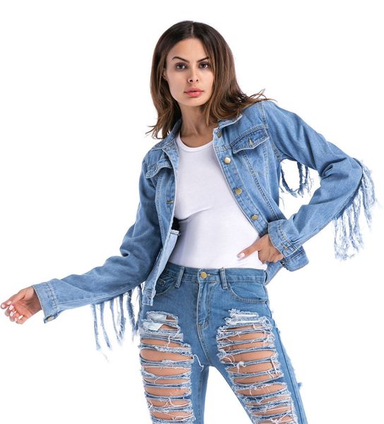 tassel autumn womens denim jackets blue fashion lapel neck womens designer coats spring oversize female outerwear, Black;brown
tassel autumn womens denim jackets blue fashion lapel neck womens designer coats spring oversize female outerwear, Black;brown