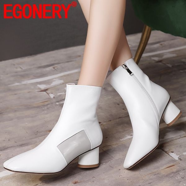 egonery winter new fashion ankle boots outside mid heels square toe zip genuine leather women shoes drop shipping size 34-40, Black
egonery winter new fashion ankle boots outside mid heels square toe zip genuine leather women shoes drop shipping size 34-40, Black