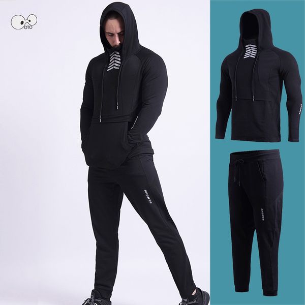 2 pcs mens hooded sports suit with face cover outdoor fitness clothing spring autumn gym running set sweating jogging sportswear, Black;blue
2 pcs mens hooded sports suit with face cover outdoor fitness clothing spring autumn gym running set sweating jogging sportswear, Black;blue