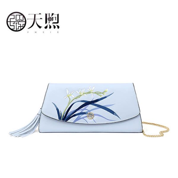 

2019 new pmsix superior cowhide fashion women leather bag luxury embroidery women clutch bag leather shoulder