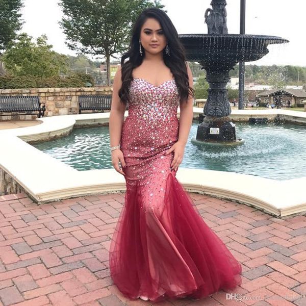 gorgeous sequined mermaid prom dresses rhinestones beaded sweetheart neck formal dress sweep train tulle plus size evening gowns, Black
gorgeous sequined mermaid prom dresses rhinestones beaded sweetheart neck formal dress sweep train tulle plus size evening gowns, Black