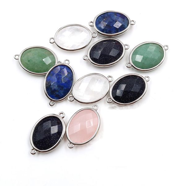10 pcs oval shape section blue sand stone pendant rock crystal for gift silver plated fashion jewelr, Black
10 pcs oval shape section blue sand stone pendant rock crystal for gift silver plated fashion jewelr, Black