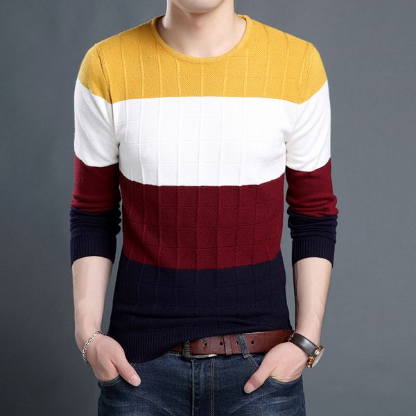 2020 men's autumn new color matching sweater youth long-sleeved pullover fashion casual bottoming striped sweater, White;black
2020 men's autumn new color matching sweater youth long-sleeved pullover fashion casual bottoming striped sweater, White;black