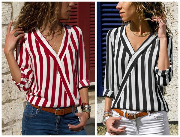 women designer vertical stripes shirts v neck panelled blouse autumn shirts fashion luxury long sleeves summer, White
women designer vertical stripes shirts v neck panelled blouse autumn shirts fashion luxury long sleeves summer, White