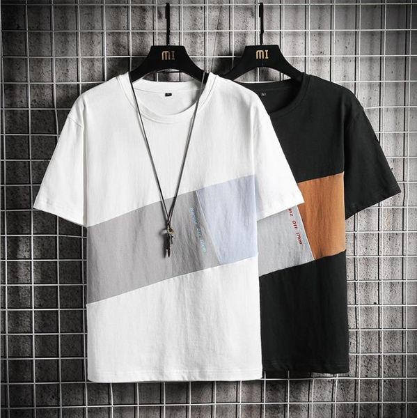 cotton short-sleeved t-shirt men's 2020 new summer round neck hood irregular color contrast cotton tide brand shirt men, White;black
cotton short-sleeved t-shirt men's 2020 new summer round neck hood irregular color contrast cotton tide brand shirt men, White;black