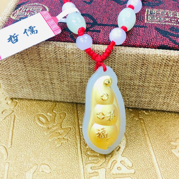 send a-level certificate large section of natural hetian jade inlaid 24k gold good luck beanie pendant with handmade necklace, Silver
send a-level certificate large section of natural hetian jade inlaid 24k gold good luck beanie pendant with handmade necklace, Silver