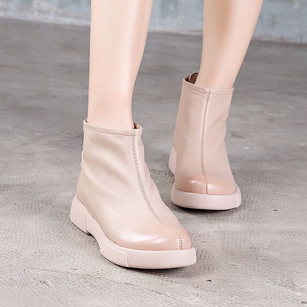 2019 vallu autumn winter ladies shoes flat boots cowhide leather round toes simple solid women ankle boots, Black
2019 vallu autumn winter ladies shoes flat boots cowhide leather round toes simple solid women ankle boots, Black