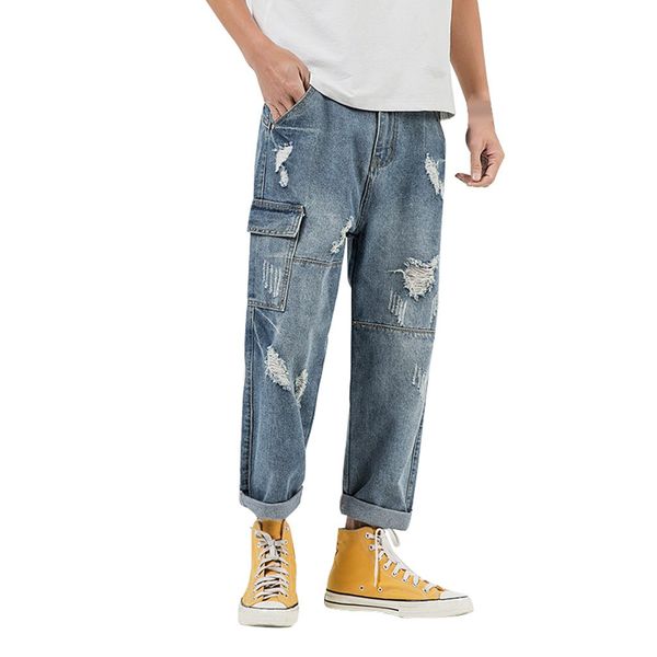 mens jeans new style fashion multi-pockets hollow jeans overall japanese streetwear hip-hop leisure loose comfortable trousers, Blue
mens jeans new style fashion multi-pockets hollow jeans overall japanese streetwear hip-hop leisure loose comfortable trousers, Blue