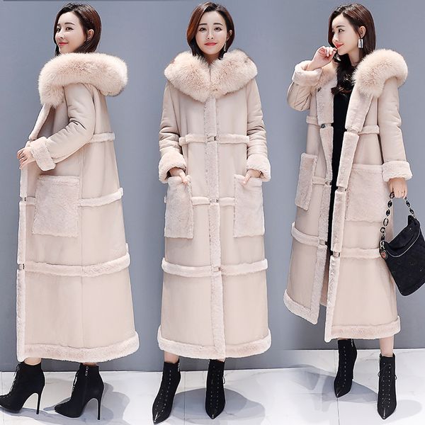 womens long cotton-padded coat warm with lambswool hooded fur collar black apricot outwear lady clothing u43
womens long cotton-padded coat warm with lambswool hooded fur collar black apricot outwear lady clothing u43