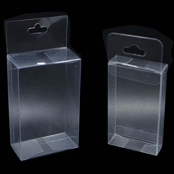 50pcs/lot pvc clear plastic packaging boxes with hang hole small craft gift wedding party favor transparent package box