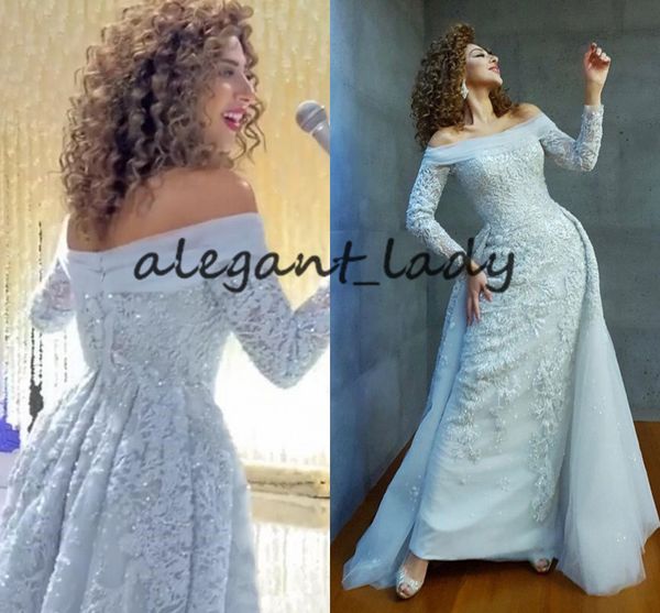 myriam fares mermaid evening formal dresses with overskirt 2020 lace applique long sleeve off shoulder prom reception gown, Black
myriam fares mermaid evening formal dresses with overskirt 2020 lace applique long sleeve off shoulder prom reception gown, Black