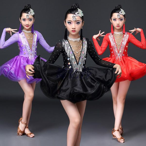 stage wear professional style latin dance costume diamond gauze competition dresses for girls child, Black;red
stage wear professional style latin dance costume diamond gauze competition dresses for girls child, Black;red