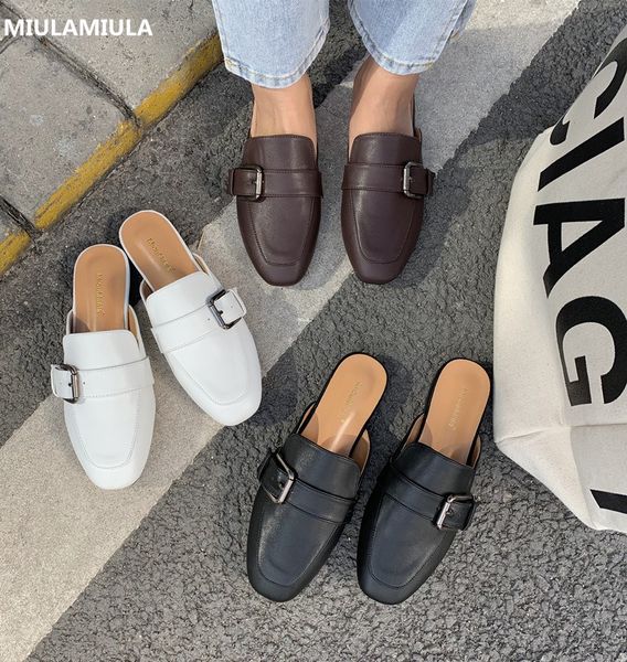 miulamiula designers 2020 spring new fashion buckle flat leather slippers slip on slides loafers mules flip flops, Black
miulamiula designers 2020 spring new fashion buckle flat leather slippers slip on slides loafers mules flip flops, Black