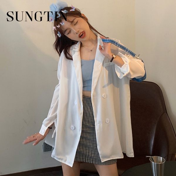 sungtin blazer oversize woman black long sleeve casual loose elegant ladies chiffon white 2020 blazers for women formal purple, White;black
sungtin blazer oversize woman black long sleeve casual loose elegant ladies chiffon white 2020 blazers for women formal purple, White;black