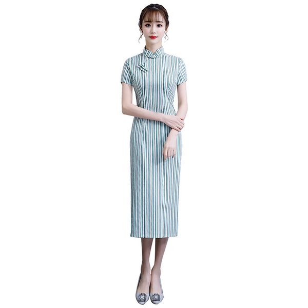 striped cotton linen chinese style handmade button dress vintage ladies short qipao classic stage show elegant female cheongsam, Red
striped cotton linen chinese style handmade button dress vintage ladies short qipao classic stage show elegant female cheongsam, Red