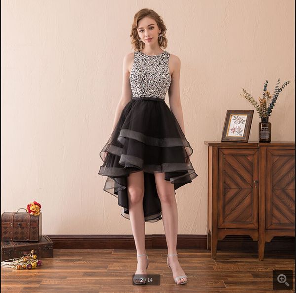 2019 robe de soiree black high low a line heavily beading prom dress informal short hollow back sleeveless cocktail party prom gowns
2019 robe de soiree black high low a line heavily beading prom dress informal short hollow back sleeveless cocktail party prom gowns