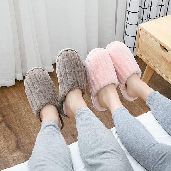 winter women house slippers faux fur fashion warm shoes woman slip on flats female slides black pink cozy home furry slippers