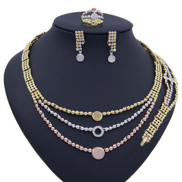 yulaili fashion african dubai gold jewelry sets nigerian tricolor rhinestone necklace earrings ring wedding bridal jewellery sets, Black
yulaili fashion african dubai gold jewelry sets nigerian tricolor rhinestone necklace earrings ring wedding bridal jewellery sets, Black