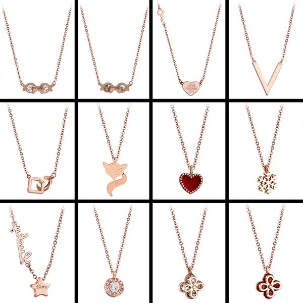 18k rose gold female unsensitive titanium steel necklace pendant with fashionable jewelry, Silver
18k rose gold female unsensitive titanium steel necklace pendant with fashionable jewelry, Silver