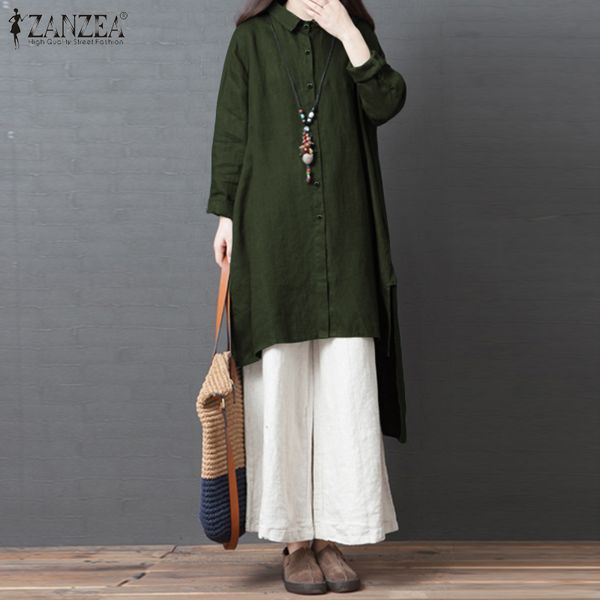 zanzea oversized women blouses 2019 autumn vintage ladies casual high low shirt vintage solid buttons down tunic blusas chemise, White
zanzea oversized women blouses 2019 autumn vintage ladies casual high low shirt vintage solid buttons down tunic blusas chemise, White