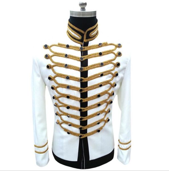 pyjtrl men slim fit jackets fashion black white gold silver suit jacket blazer single breasted drama stage costume, White;black 
pyjtrl men slim fit jackets fashion black white gold silver suit jacket blazer single breasted drama stage costume, White;black