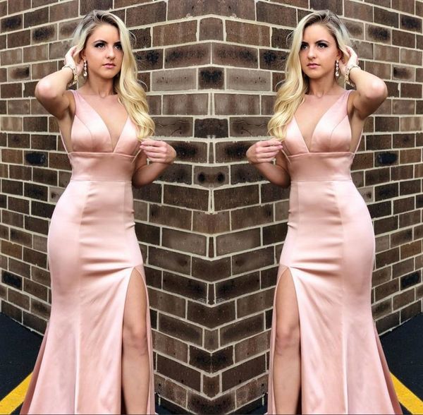 baby pink deep v neck bridesmaid dresses front split empire waist maid of honor gown custom made, White;pink
baby pink deep v neck bridesmaid dresses front split empire waist maid of honor gown custom made, White;pink