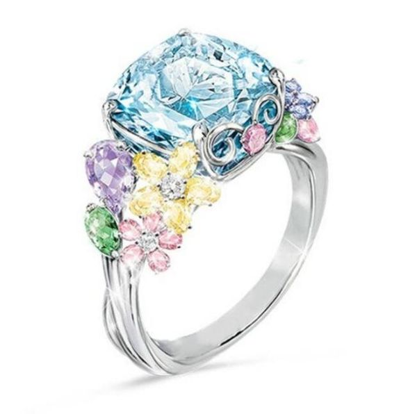 new square кольцо принцессы с разноцветными драгоценными камнями циркон обручальное кольцо имитационная дрель лучший подарок для девочек, Silver 
new square кольцо принцессы с разноцветными драгоценными камнями циркон обручальное кольцо имитационная дрель лучший подарок для девочек, Silver