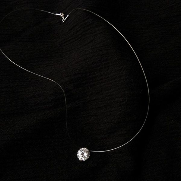women elegant dazzling jewelry accessories simple birthday transparent fishing line zircon gift pendant necklace, Silver
women elegant dazzling jewelry accessories simple birthday transparent fishing line zircon gift pendant necklace, Silver