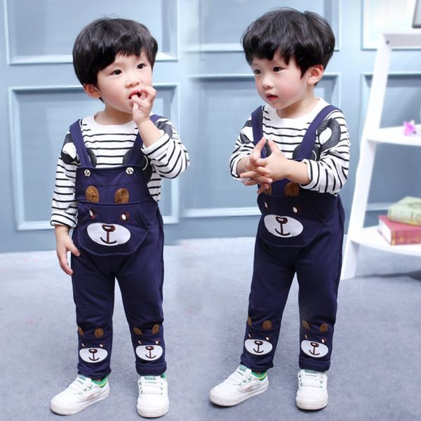 children clothing baby girl boys clothes set little bear stripe long-sleeve t-shirt +straps pants set kids sport suit 1-4y, White
children clothing baby girl boys clothes set little bear stripe long-sleeve t-shirt +straps pants set kids sport suit 1-4y, White