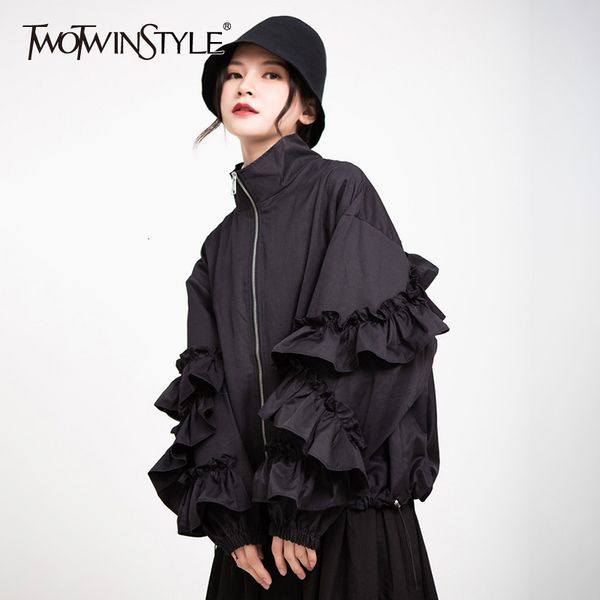 twotwinstyle ruffle drawstring women's jacket lapel collar long sleeve zipper oversized jackets female 2019 autumn fashion new, Black;brown
twotwinstyle ruffle drawstring women's jacket lapel collar long sleeve zipper oversized jackets female 2019 autumn fashion new, Black;brown