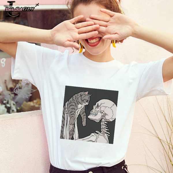 лей sagly 2020 skull and cute cat women t shirt harajuku женский готические с коротким рукавом kawaii casaul негабаритные tee, White
лей sagly 2020 skull and cute cat women t shirt harajuku женский готические с коротким рукавом kawaii casaul негабаритные tee, White