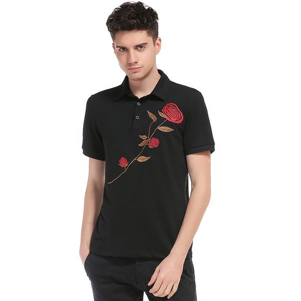 men's polo shirt flower polos shirts short sleeve tees korean streetwear hip hop clothes casual male clothing, White;black
men's polo shirt flower polos shirts short sleeve tees korean streetwear hip hop clothes casual male clothing, White;black