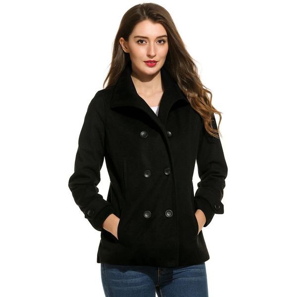 new women casual turtleneck long sleeve button, pocket solid double black, khaki breasted woolen coat
new women casual turtleneck long sleeve button, pocket solid double black, khaki breasted woolen coat