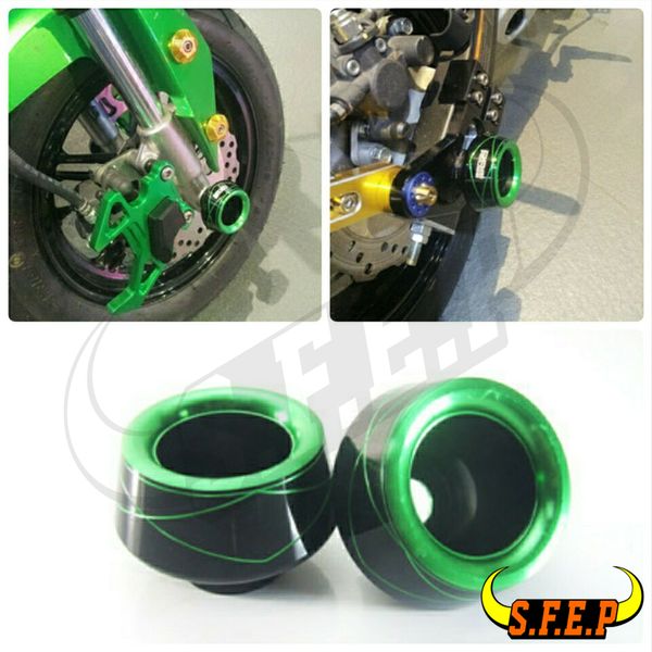 universal motorcycle cnc front rear fork wheel fall protection frame slider anti crash protector for z125 ninja250/300
universal motorcycle cnc front rear fork wheel fall protection frame slider anti crash protector for z125 ninja250/300