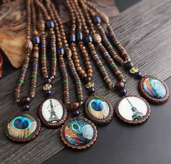 bohemia wood bead necklace peacock feather eiffel tower pendant women long sweater chain, Silver
bohemia wood bead necklace peacock feather eiffel tower pendant women long sweater chain, Silver